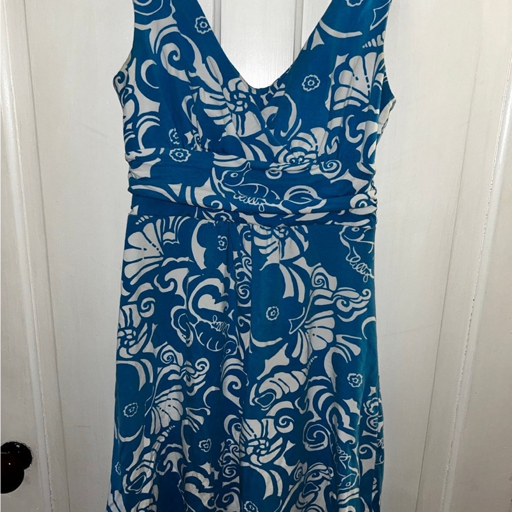 Lilly Pulitzer Blue and White V-Neck mini Sundress